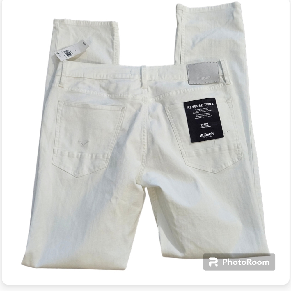 Nwt Hudson Mens Blake Slim Straight White Twill Jeans Size 31 — image 8 of 8